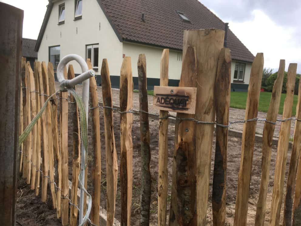 Frans schapenhek van kastanjehout met een hoogte van 80 cm en een latafstand van 6 cm