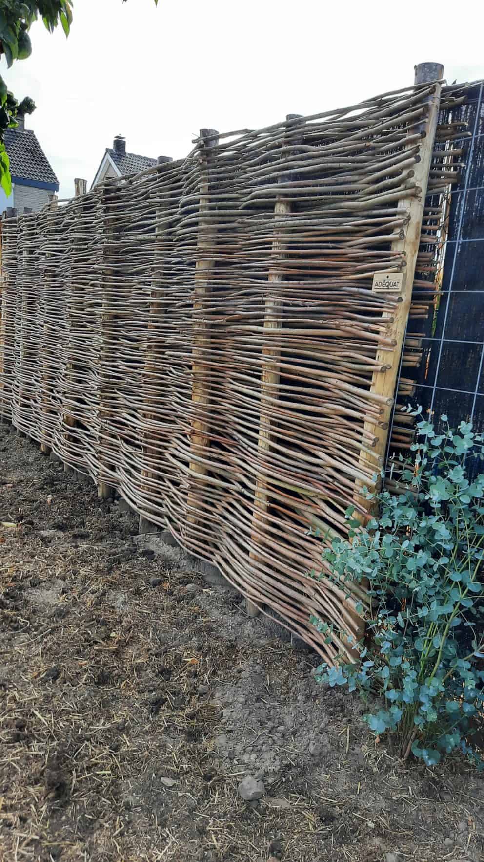 Wilgentenen schutting en kastanjehouten palen 10-12 cm