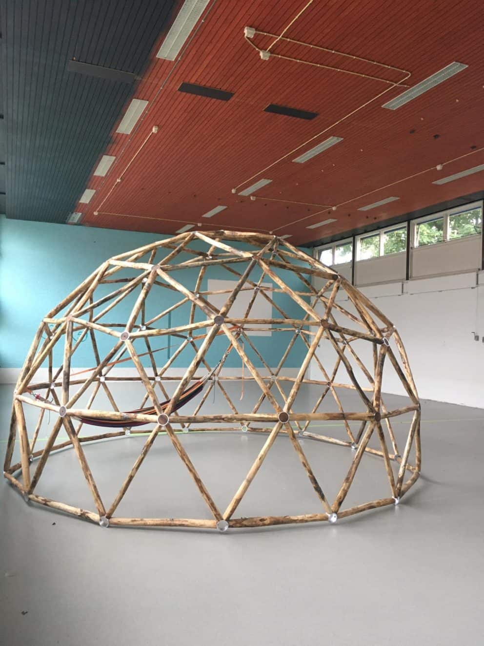 Geodome van kastanjehout