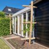 Pergola voor planten gemaakt van robinia paal 160 cm lang, diameter 6/8 cm en 350 cm lang, diameter 10/12 cm