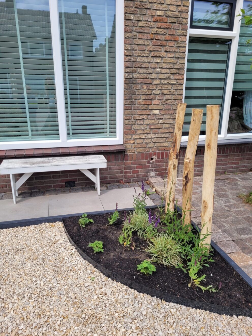 Robinia plen 160 en 180 cm lang, diameter 8/10 cm in de voortuin als creatieve toevoeging