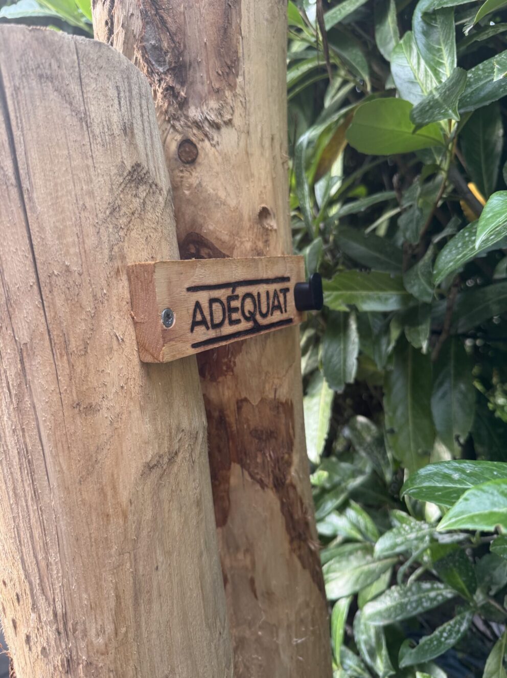 Handoek kan ophangen worden aan Adéquat logo bordje bij ijsbad.