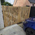 Schapenhek poort kastanje, volgens klantspecificaties, 150 cm hoog x 140 cm breed, dubbele poort