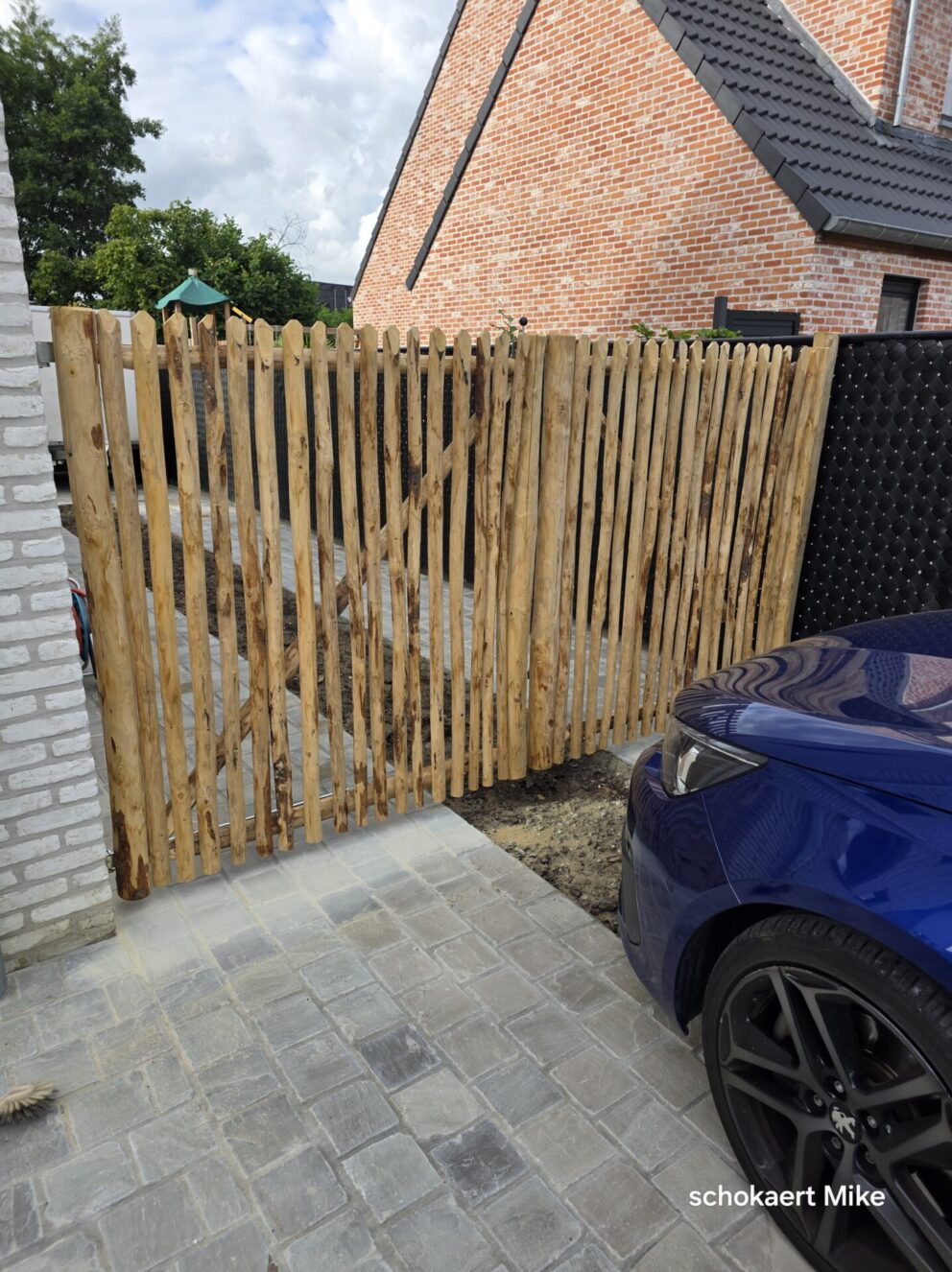 Schapenhek poort kastanje, volgens klantspecificaties, 150 cm hoog x 140 cm breed, dubbele poort