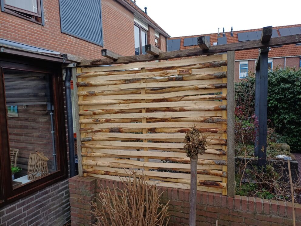 Kastanje vlechtscherm op maat, 140cm hoog x 180cm breed