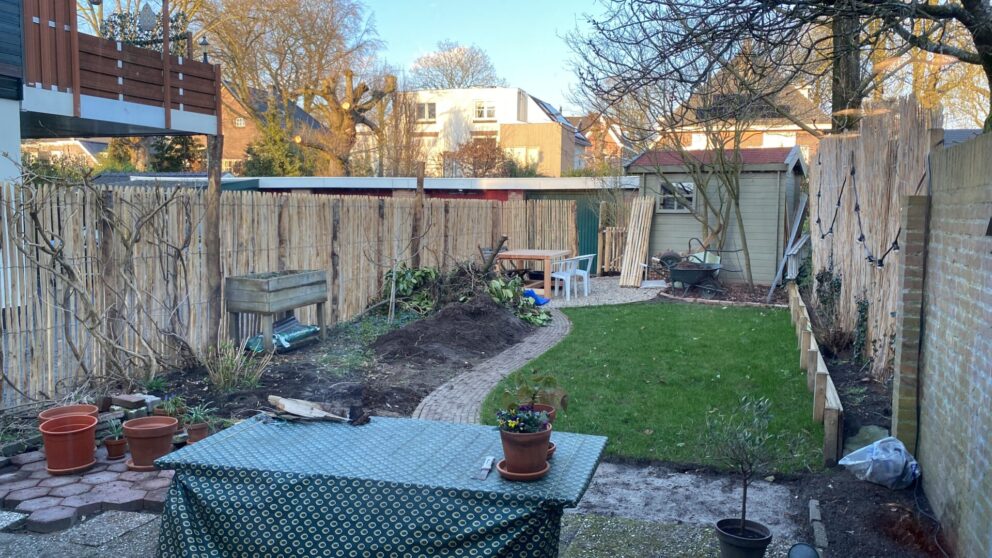 Frans schapenhek katanje 175 cm hoog, latafstand 2 cm, kastanje paal 250 cm lang, diameter 7/9 cm, gepunt, kastanje paal 300 cm lang, diameter 10/12 cm, gepunt, RVS schroeven 4,5 x 60, 100 stuks inclusief bitje, schapenhek poort kastanje enkel, 120B x 100H (linksdraaiend)