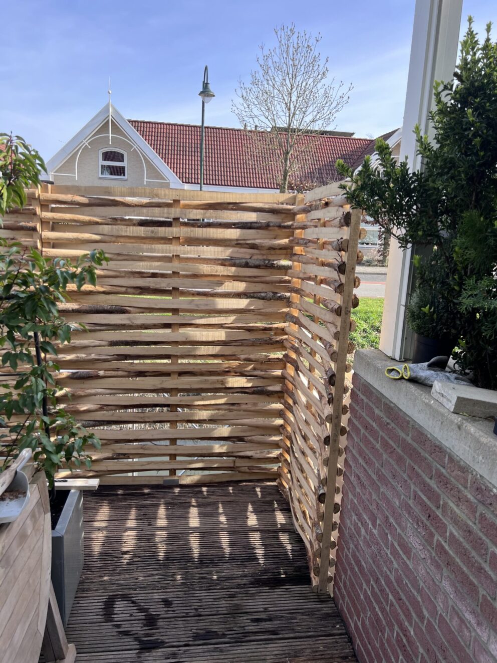 Vlechtscherm kastanje 180H x 150B en vlechtscherm kastanje 180H x 100B