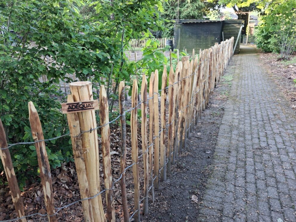 Frans schapenhek kastanje 100 hoog, latafstand 10 cm, 10m rol, moestuin