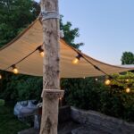Robinia paal 350 cm lang, diam. 10-12 cm geschild ongepunt, schaduwdoek