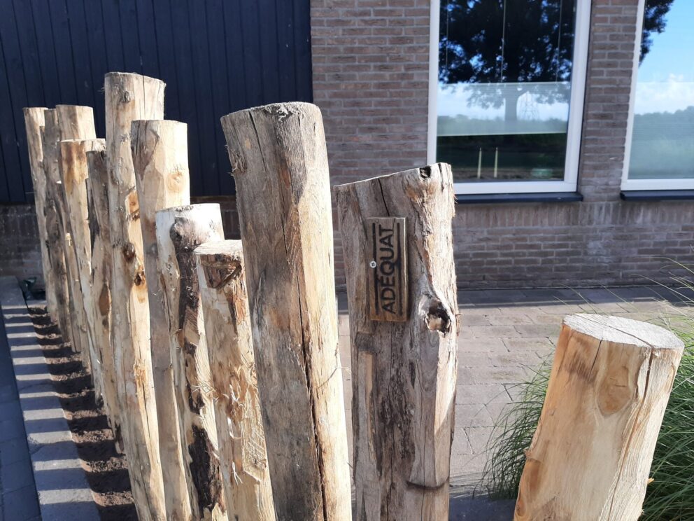 Natuurlijke erfafscheiding gemaakt van robiniapalen