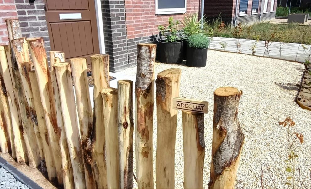 Kastanje paal 150/160 cm lang, diam. 7-9 cm, gepunt, palenwand
