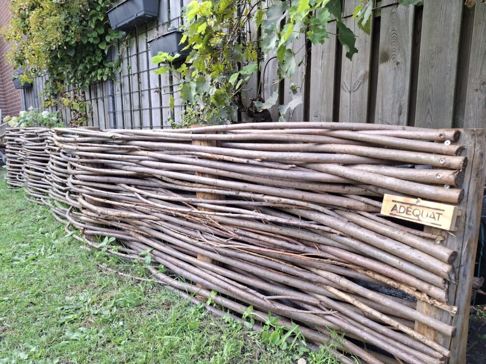 Wilgentenen per bos (18-20 tenen) en Kastanje paal 100 cm lang, diam. 7-9 cm, gepunt