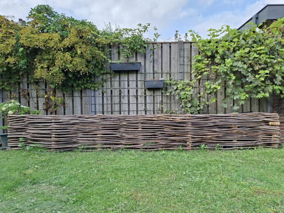 Natuurlijke verhoogde border gemaakt van wilgentenen